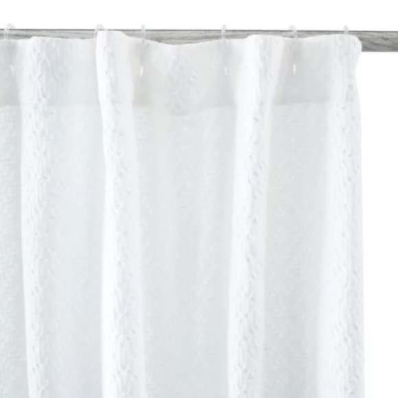 Haven Diamond Pattern Shower Curtain White Soft Texture 100% Cotton - Picture 2 of 5